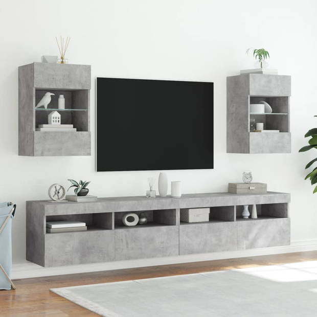 vidaXL Tv-wandmeubel met LED-verlichting 40x30x60,5 cm betongrijs