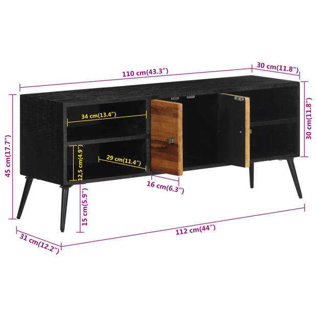 vidaXL Tv-meubel 112x31x45 cm massief gerecycled teakhout