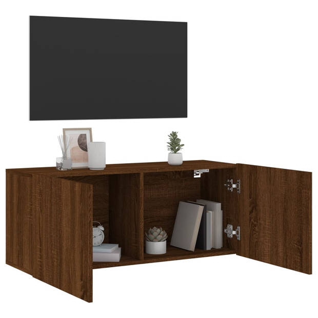 vidaXL Tv-meubel wandgemonteerd 100x30x41 cm bruin eikenkleur