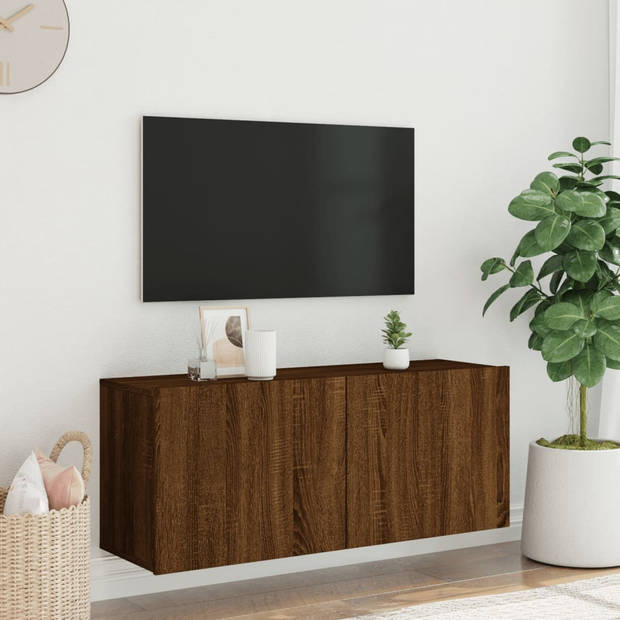 vidaXL Tv-meubel wandgemonteerd 100x30x41 cm bruin eikenkleur