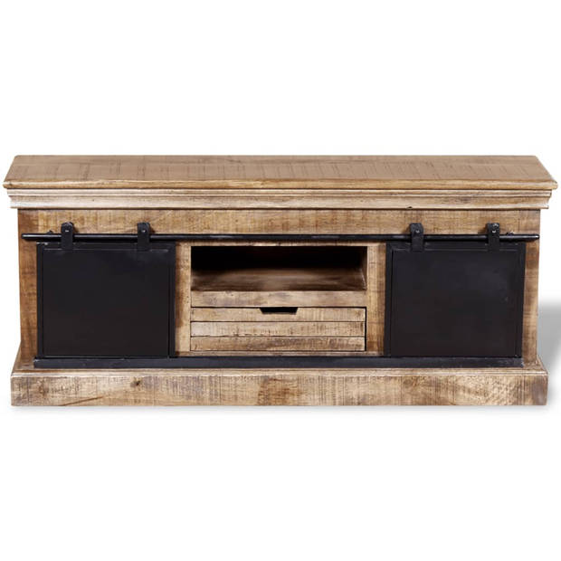 vidaXL Tv-meubel met 2 schuifdeuren 110x30x45 cm massief mangohout