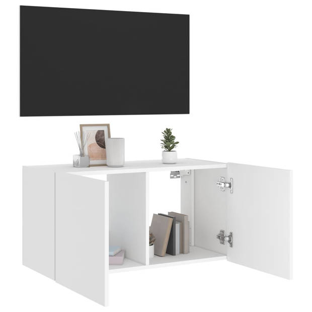 vidaXL Tv-wandmeubel met LED-verlichting 80x35x41 cm wit