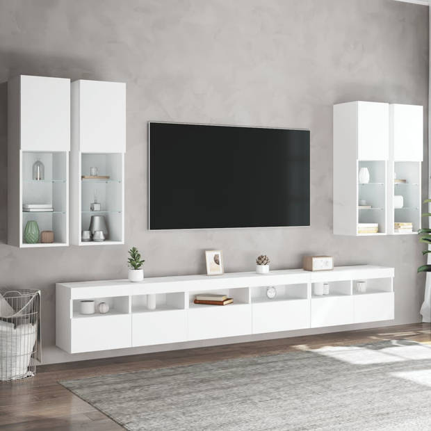 vidaXL 7-delige Tv-wandmeubelset met LED-verlichting wit