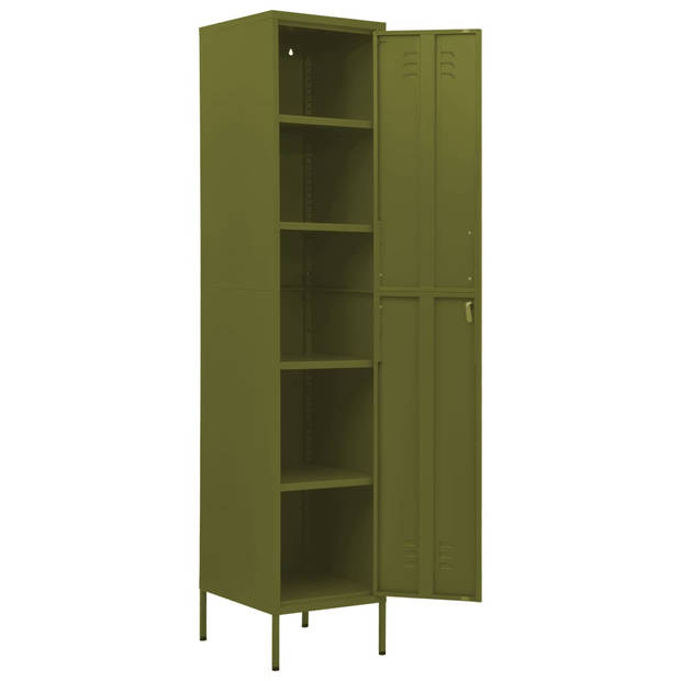 vidaXL Lockerkast 35x46x180 cm staal olijfgroen