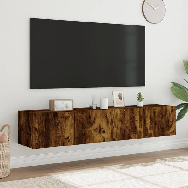 vidaXL Tv-wandmeubels met LED 2 st 80x35x31 cm gerookt eikenkleurig