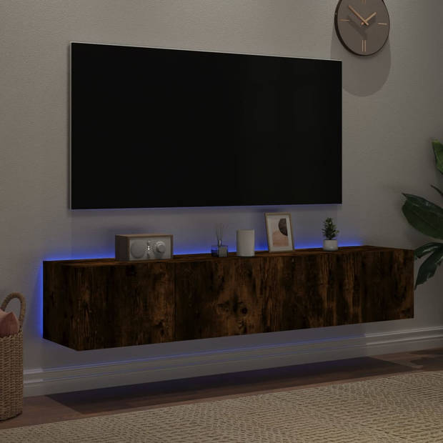 vidaXL Tv-wandmeubels met LED 2 st 80x35x31 cm gerookt eikenkleurig