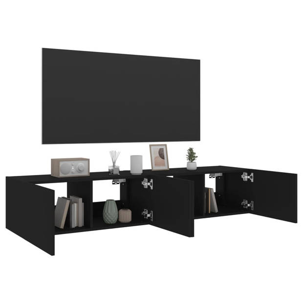 vidaXL Tv-meubels met LED-verlichting 2 st 80x35x31 cm zwart
