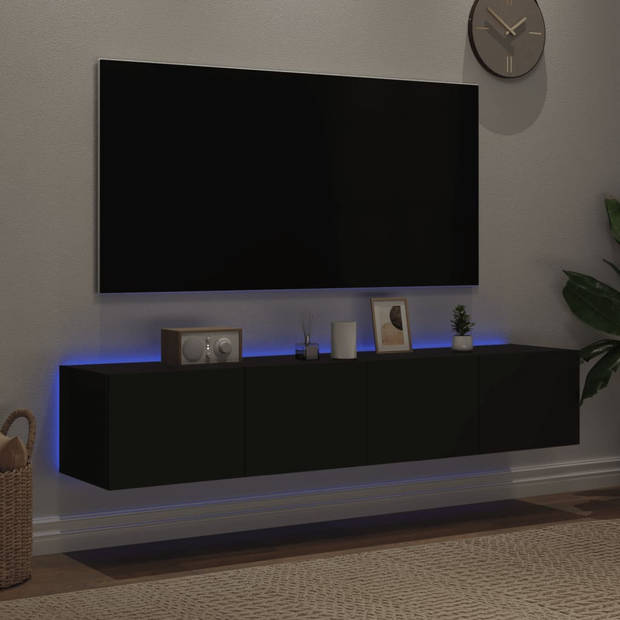 vidaXL Tv-meubels met LED-verlichting 2 st 80x35x31 cm zwart