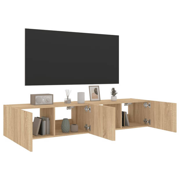 vidaXL Tv-wandmeubels met LED 2 st 80x35x31 cm sonoma eikenkleurig