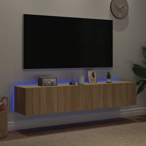 vidaXL Tv-wandmeubels met LED 2 st 80x35x31 cm sonoma eikenkleurig