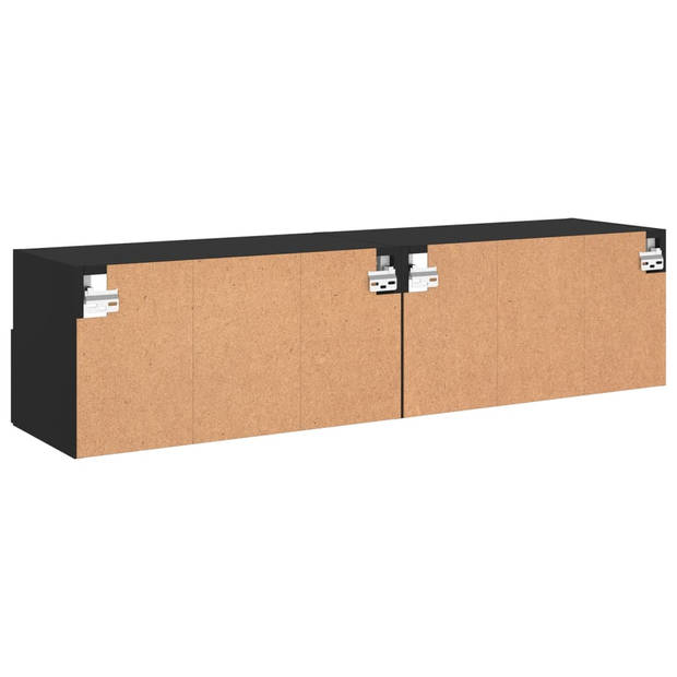 vidaXL Tv-wandmeubel s 2 st 60x30x30 cm bewerkt hout zwart