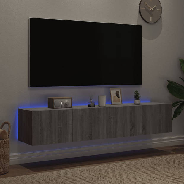 vidaXL Tv-wandmeubels met LED 2 st 80x35x31 cm grijs sonoma