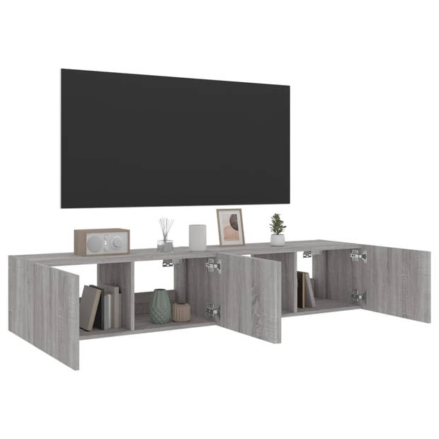 vidaXL Tv-wandmeubels met LED 2 st 80x35x31 cm grijs sonoma