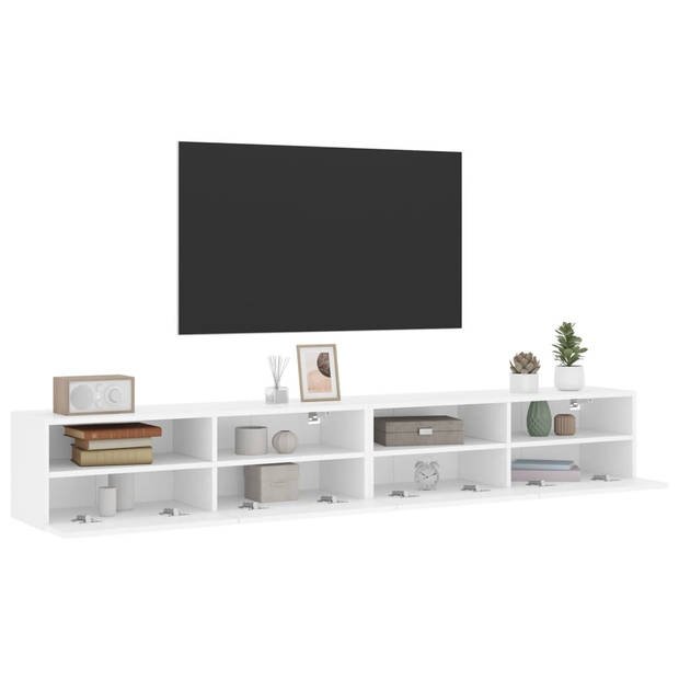 vidaXL Tv-wandmeubels 2 st 100x30x30 cm bewerkt hout wit