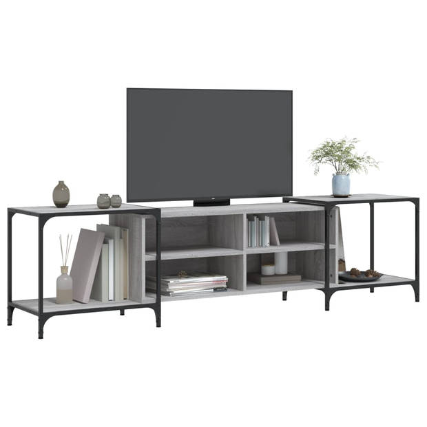 vidaXL Tv-meubel 203x37x50 cm bewerkt hout grijs sonoma eikenkleurig