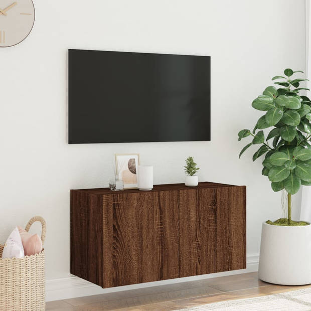 vidaXL Tv-wandmeubel met LED-verlichting 80x35x41 cm bruin eikenkleur