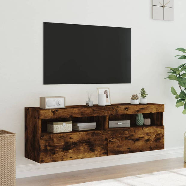 vidaXL Tv-wandmeubels met LED 2 st 60x30x40 cm gerookt eikenkleurig