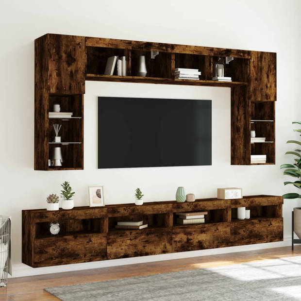 vidaXL Tv-wandmeubels met LED 2 st 60x30x40 cm gerookt eikenkleurig