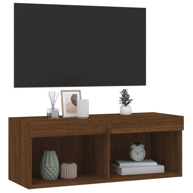 vidaXL Tv-meubel met LED-verlichting 80x30x30 cm bruin eikenkleur