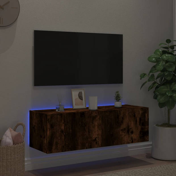 vidaXL Tv-wandmeubel met LED-verlichting 100x35x31 cm gerookt eiken