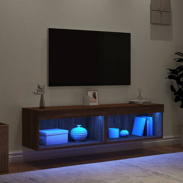 vidaXL Tv-meubels met LED-verlichting 2 st 60x30x30 cm bruineikenkleur