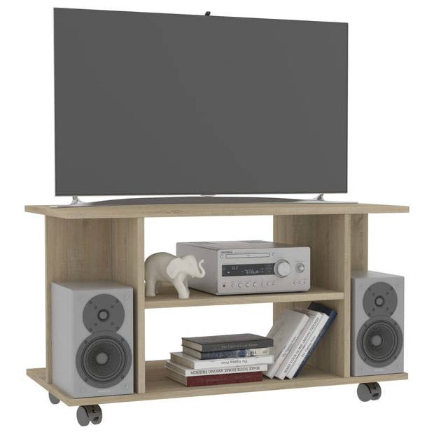 vidaXL Tv-meubel met wieltjes 80x40x45 cm bewerkt hout sonoma eiken