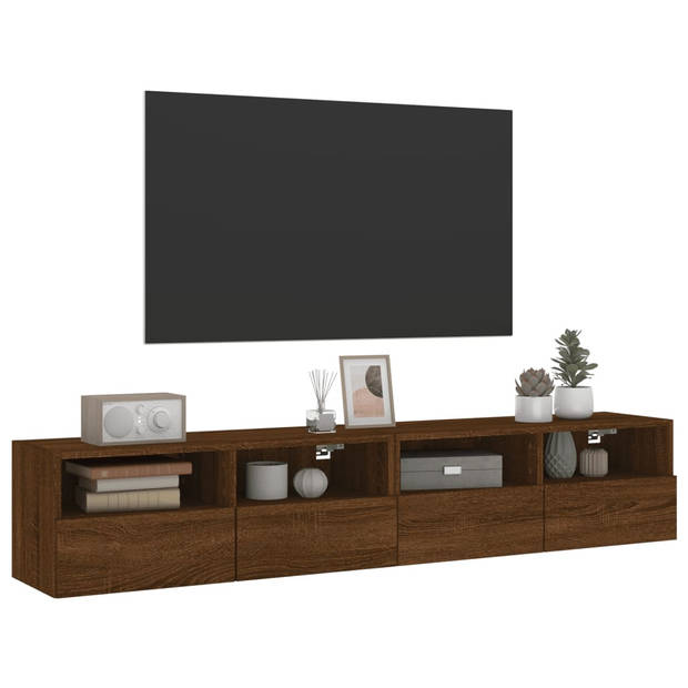 vidaXL Tv-wandmeubels 2 st 80x30x30 cm bewerkt hout bruin eikenkleur