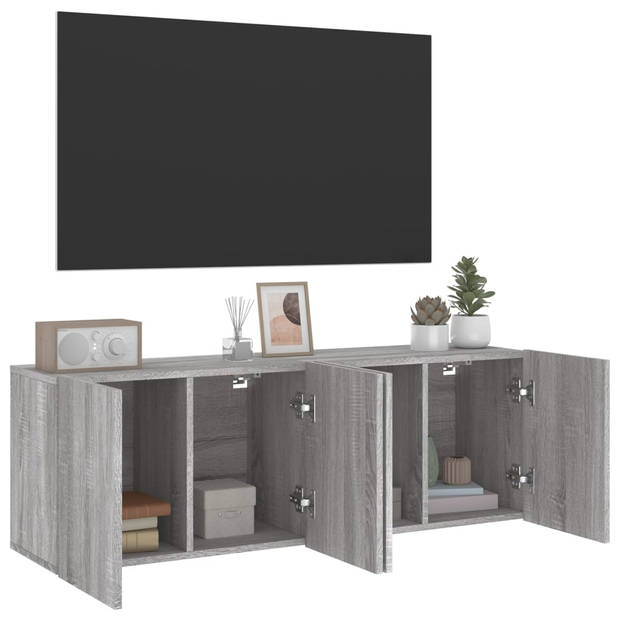 vidaXL Tv-meubels 2 st wandgemonteerd 60x30x41 cm grijs sonoma eiken