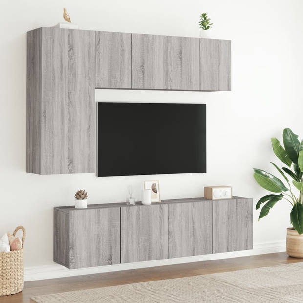 vidaXL Tv-meubels 2 st wandgemonteerd 60x30x41 cm grijs sonoma eiken