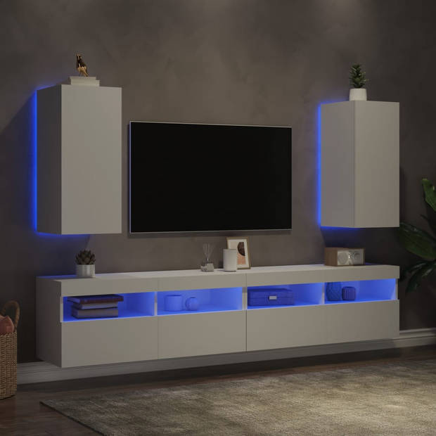vidaXL Tv-wandmeubels met LED-verlichting 2 st 30,5x35x70 cm wit