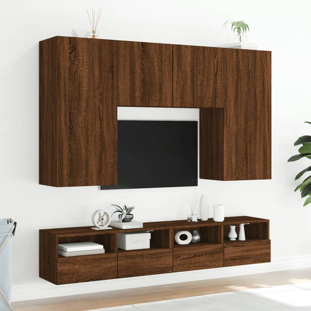 vidaXL Tv-wandmeubels 2 st 100x30x30 cm bewerkt hout bruin eikenkleur