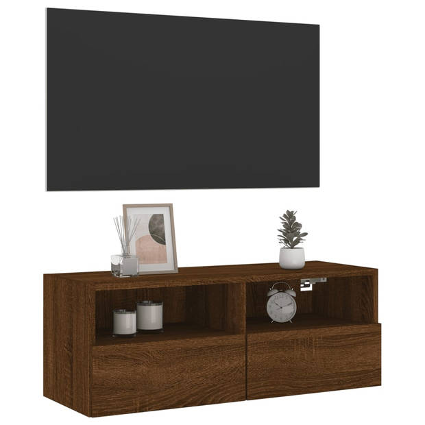 vidaXL Tv-wandmeubel 80x30x30 cm bewerkt hout bruin eikenkleur