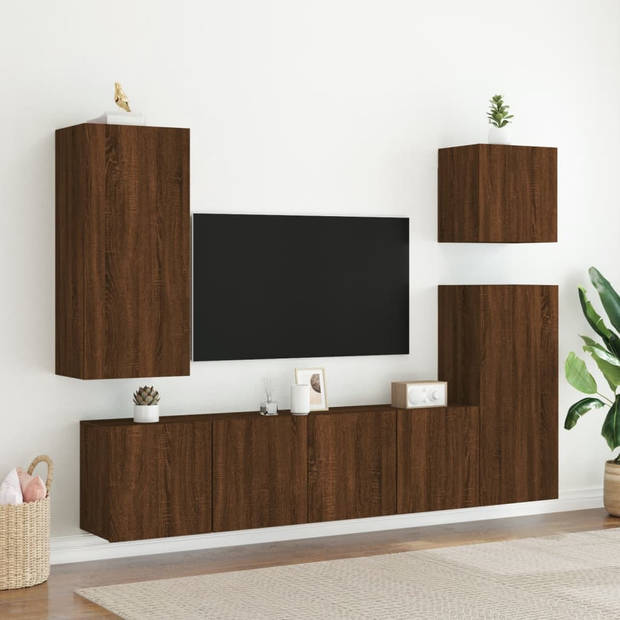 vidaXL Tv-wandmeubel 40,5x30x90 cm bewerkt hout bruin eikenkleur