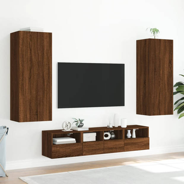 vidaXL Tv-wandmeubel 40,5x30x102 cm bewerkt hout bruin eikenkleur