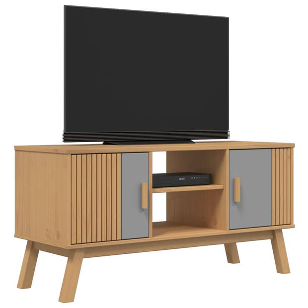 vidaXL Tv-meubel OLDEN 114x43x57 cm grenenhout grijs en bruin