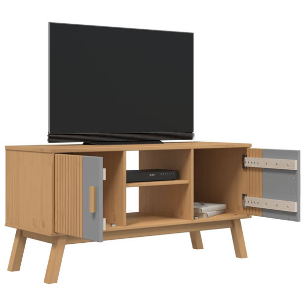 vidaXL Tv-meubel OLDEN 114x43x57 cm grenenhout grijs en bruin