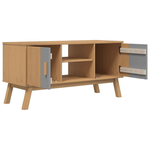 vidaXL Tv-meubel OLDEN 114x43x57 cm grenenhout grijs en bruin