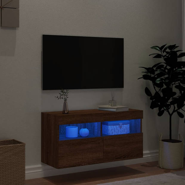 vidaXL Tv-wandmeubel met LED-verlichting 80x30x40 cm bruin eikenkleur