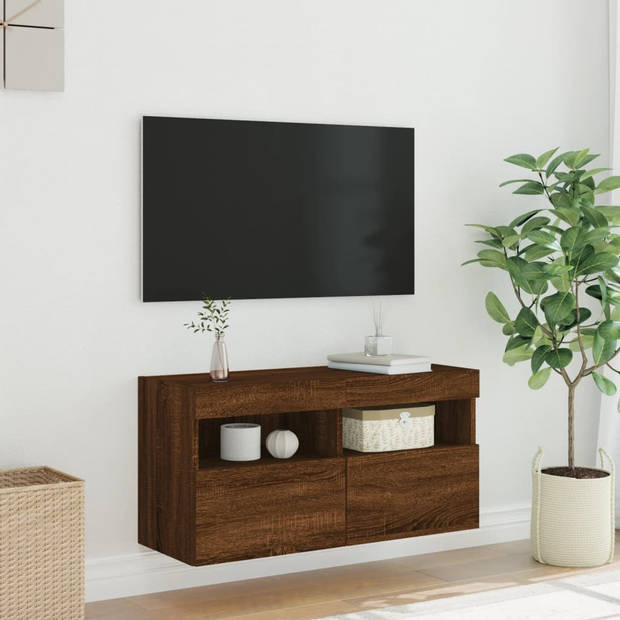 vidaXL Tv-wandmeubel met LED-verlichting 80x30x40 cm bruin eikenkleur