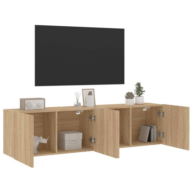 vidaXL Tv-meubels 2 st wandgemonteerd 80x30x41 cm sonoma eikenkleurig