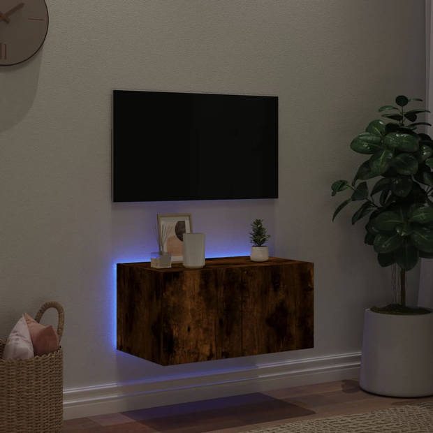 vidaXL Tv-wandmeubel met LED-verlichting 60x35x31 cm gerookt eiken