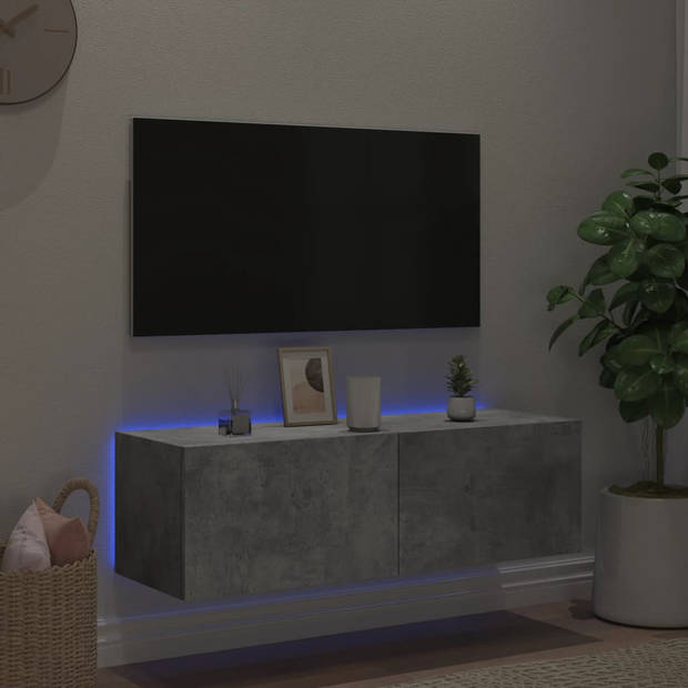 vidaXL Tv-wandmeubel met LED-verlichting 100x35x31 cm betongrijs