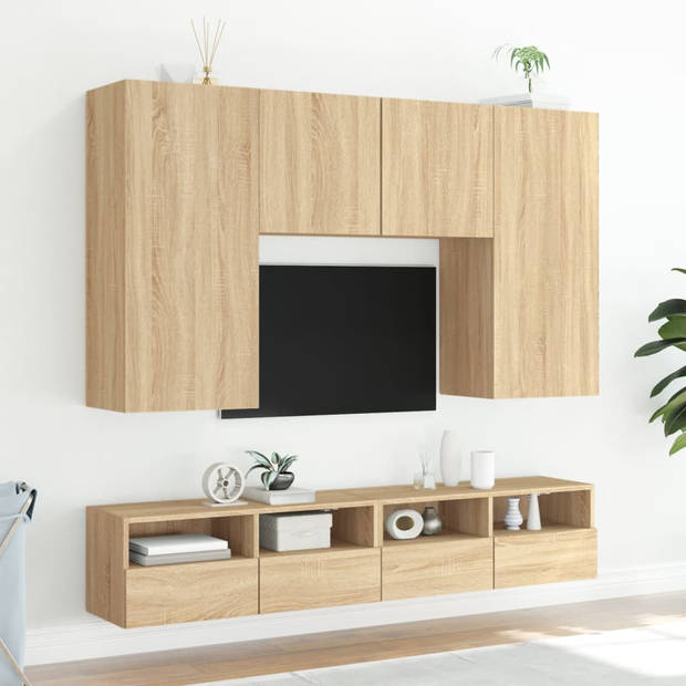 vidaXL Tv-wandmeubels 2 st 100x30x30 cm hout sonoma eikenkleurig