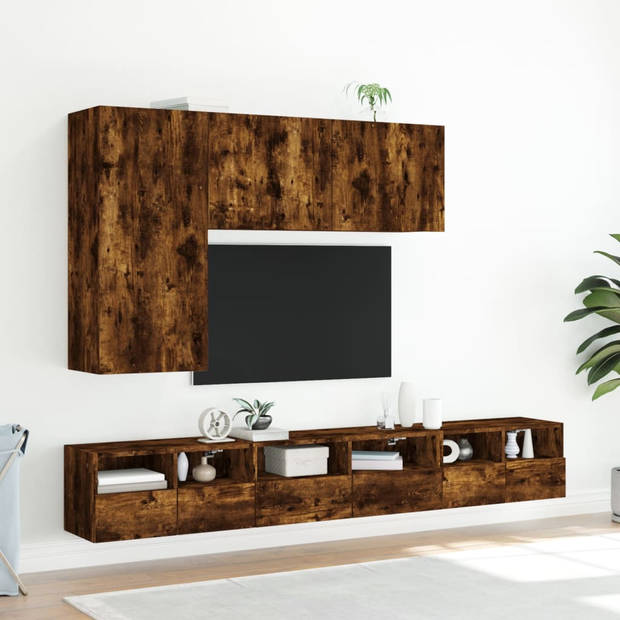 vidaXL Tv-wandmeubels 2 st 60x30x30 cm bewerkt hout gerookt eikenkleur