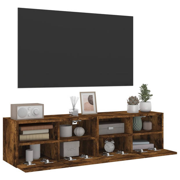 vidaXL Tv-wandmeubels 2 st 60x30x30 cm bewerkt hout gerookt eikenkleur