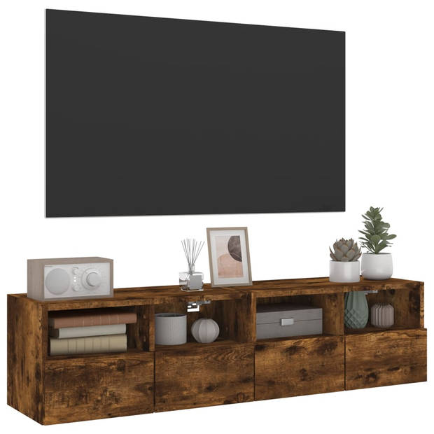 vidaXL Tv-wandmeubels 2 st 60x30x30 cm bewerkt hout gerookt eikenkleur