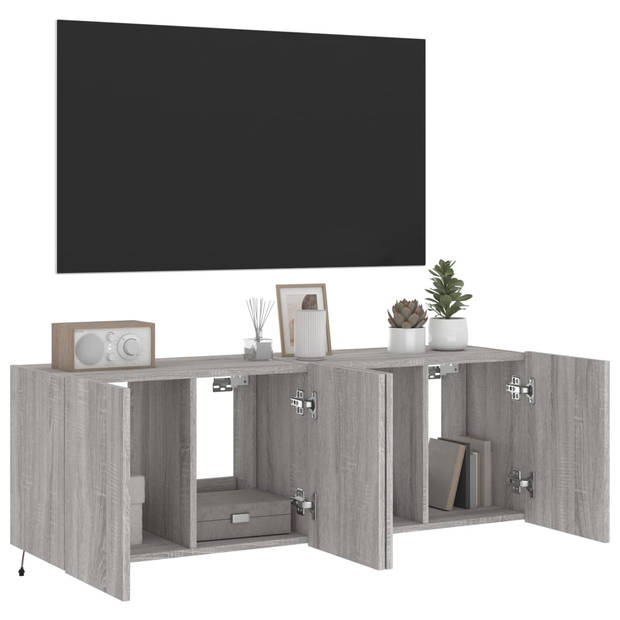 vidaXL Tv-wandmeubels met LED 2 st 60x35x41 cm grijs sonoma eiken