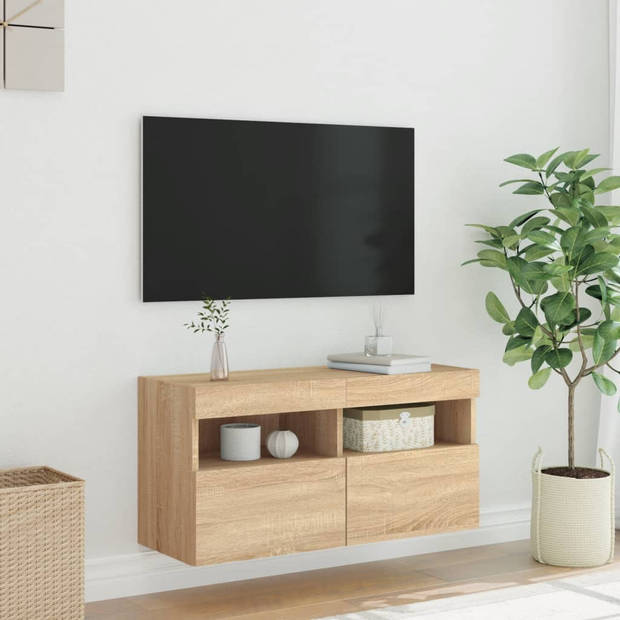 vidaXL Tv-wandmeubel met LED-verlichting 80x30x40 cm sonoma eikenkleur