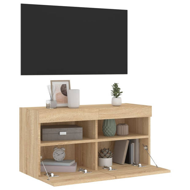 vidaXL Tv-wandmeubel met LED-verlichting 80x30x40 cm sonoma eikenkleur