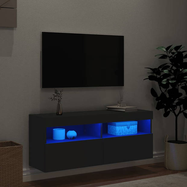 vidaXL Tv-wandmeubel met LED-verlichting 100x30x40 cm zwart